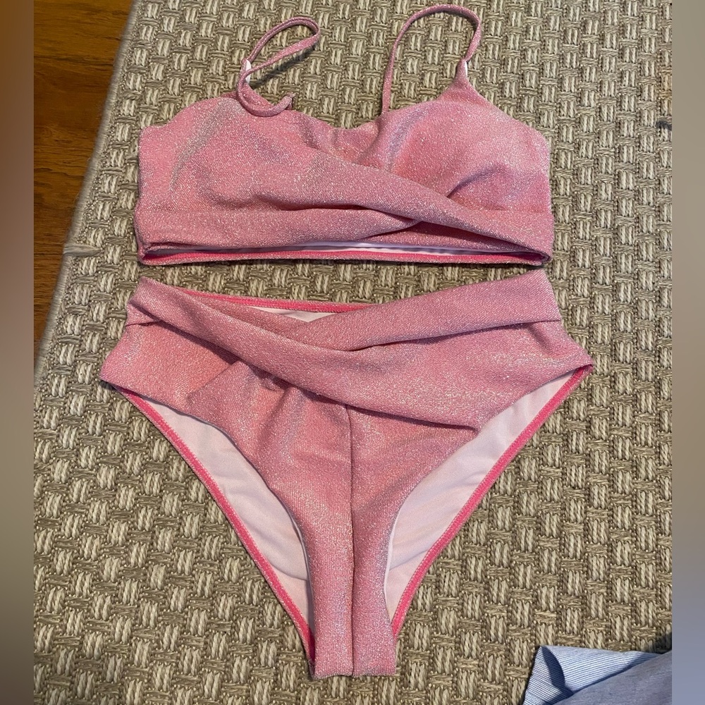 NWT Pink Boutique Sparkly Bikini Large - Picture 3 of 7